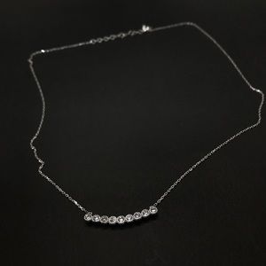 Silver Necklace with Diamond Bar Pendant